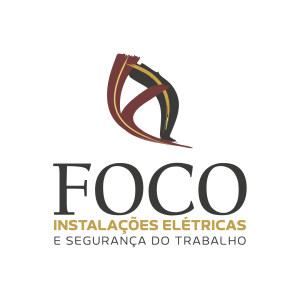 Logo vertical da FOCO Instalações Elétricas e Segurança do Trabalho