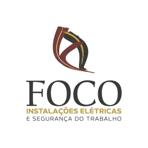 Logo vertical da FOCO Instalações Elétricas e Segurança do Trabalho